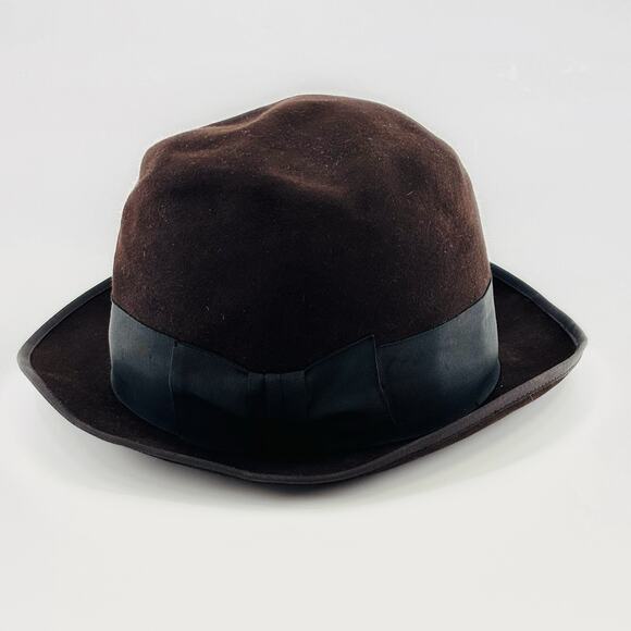 Vintage John B Stetson Co Royal De Luxe Stetson Brown Felt Fedora Hat - Picture 1 of 7